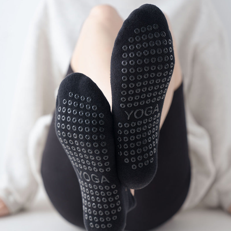 【Yoga Socks】D3黑米-女士提花香薰毛圈圆头瑜伽普拉提运动袜