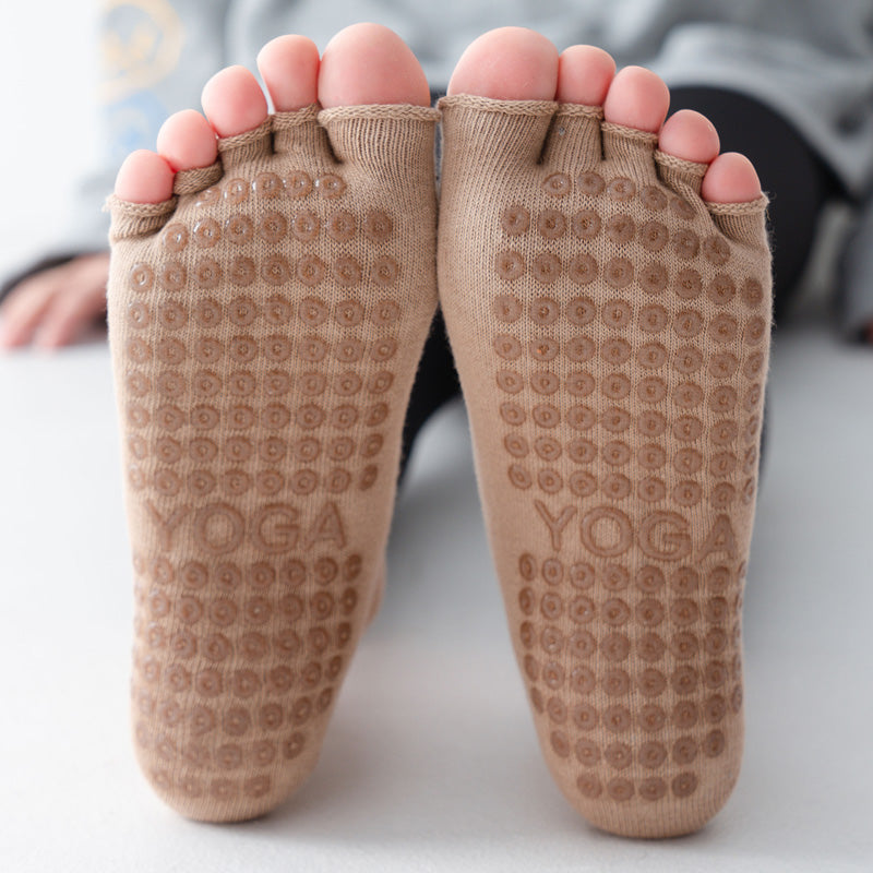 【Yoga Socks】U1米色-女士半趾瑜伽普拉提运动袜