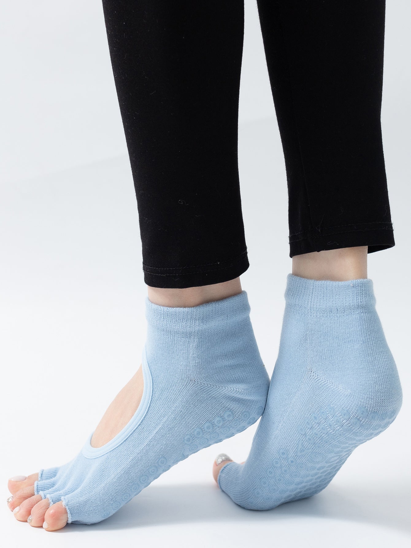 【Yoga Socks】F5浅蓝-女士半趾瑜伽普拉提运动袜