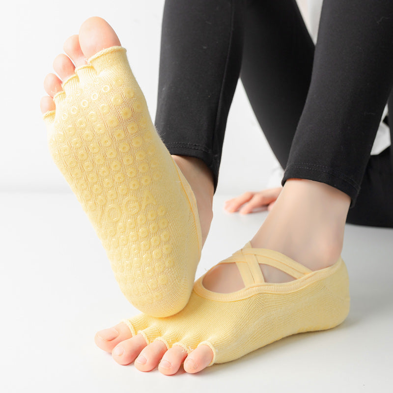 【Yoga Socks】T2黄色-女士半趾瑜伽普拉提运动袜