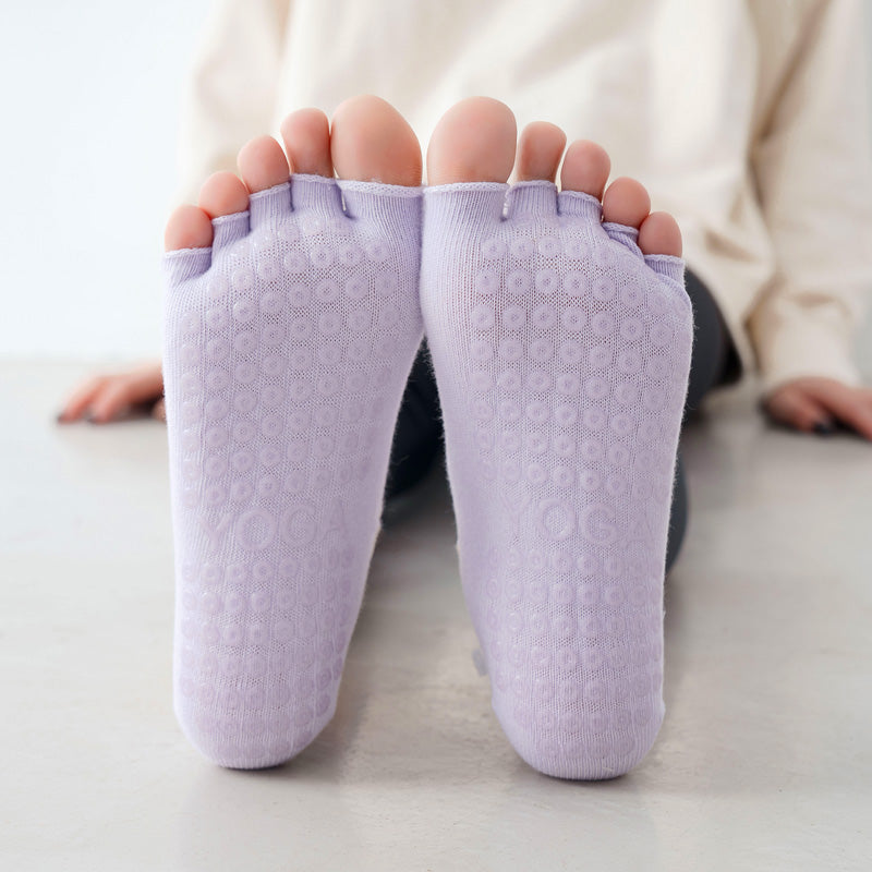 【Yoga Socks】T1浅紫-女士花边半趾瑜伽普拉提运动袜