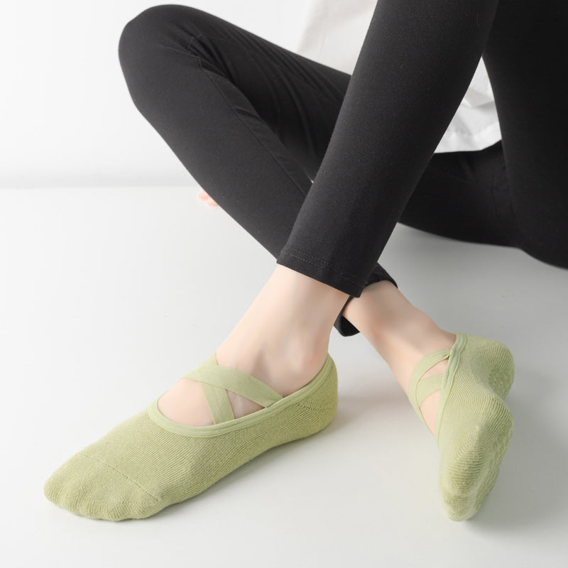 【Yoga Socks】Q2绿色-女士毛圈圆头瑜伽普拉提运动袜