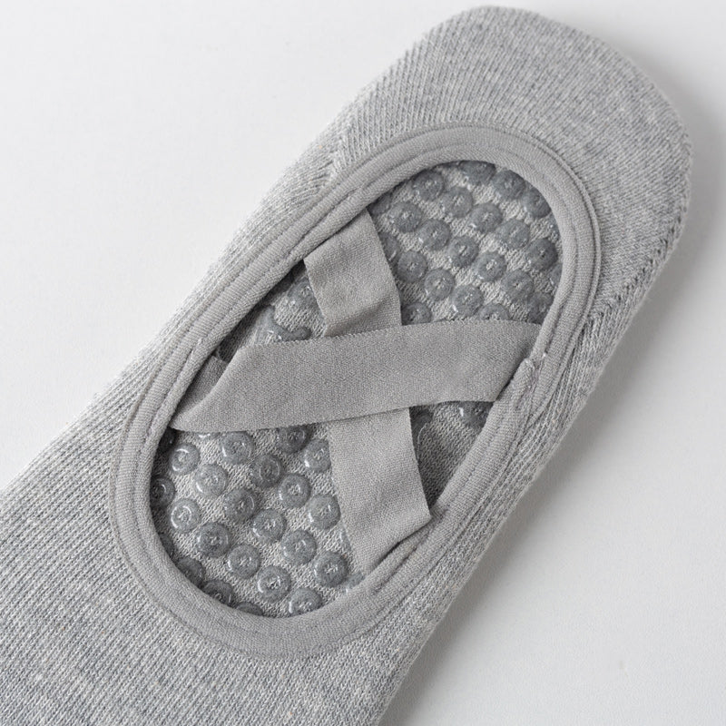 【Yoga Socks】Q2浅麻灰-女士毛圈圆头瑜伽普拉提运动袜