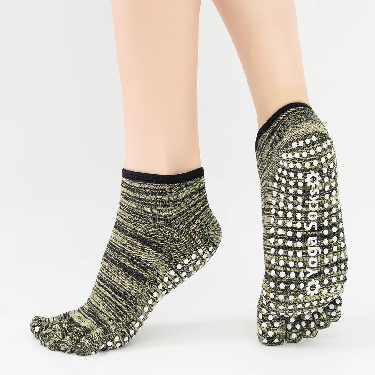 【Yoga Socks】G7黑绿-女士段色五指瑜伽普拉提运动袜