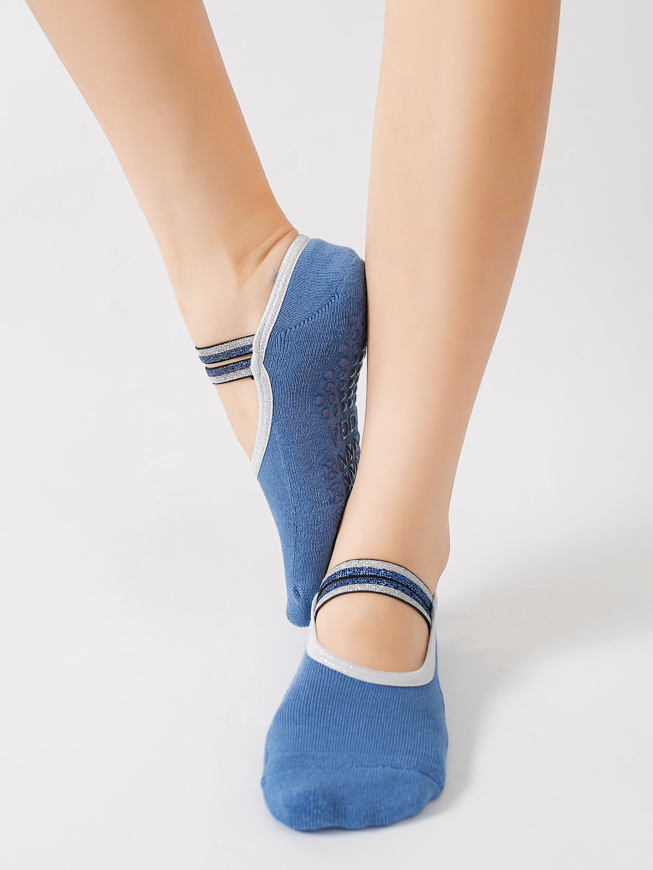 【Yoga Socks】Q4深蓝-女士毛圈圆头瑜伽普拉提运动袜