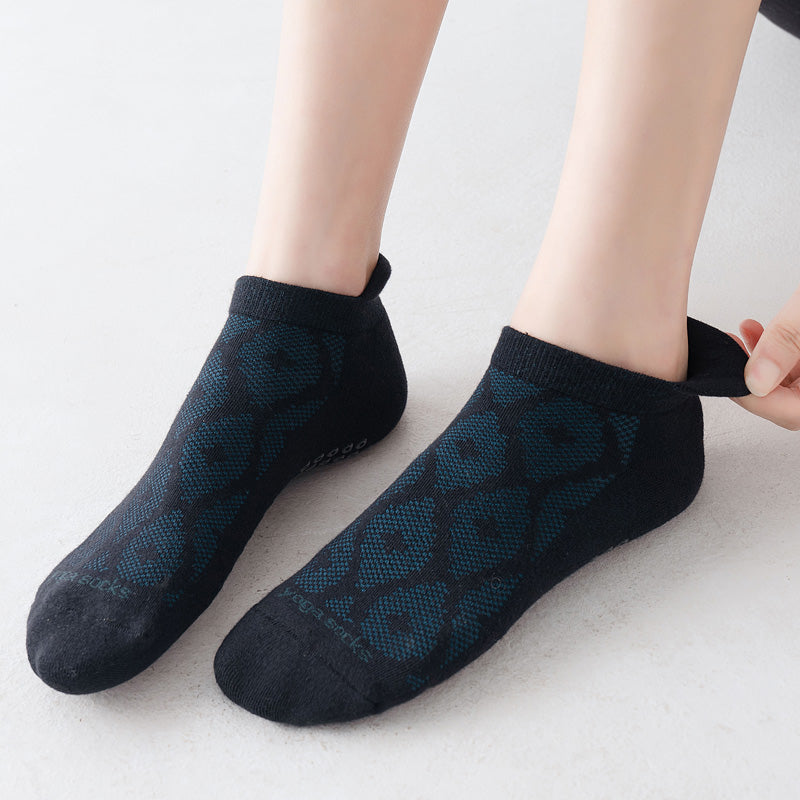 【Yoga Socks】D3黑绿-女士提花香薰毛圈圆头瑜伽普拉提运动袜