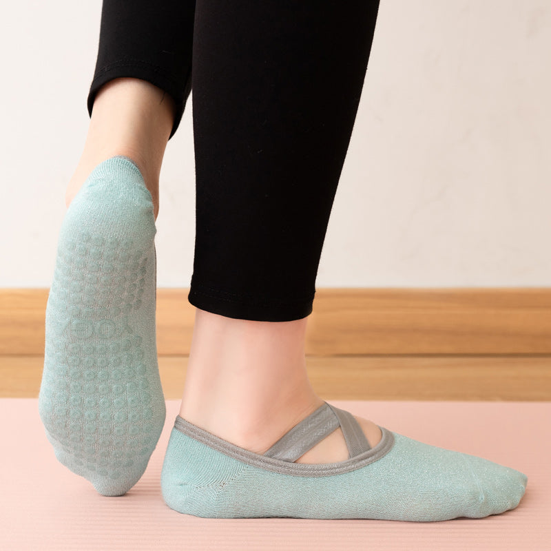 【Yoga Socks】H3翠绿-女士银丝圆头瑜伽普拉提运动袜