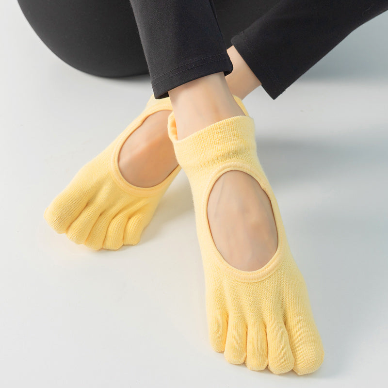 【Yoga Socks】V1黄色-女士五指瑜伽普拉提运动袜