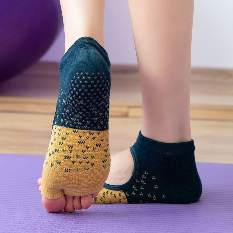 【Yoga Socks】J2绿黄-女士提花二指瑜伽普拉提运动袜