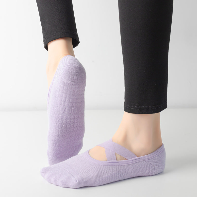 【Yoga Socks】Q2浅紫-女士毛圈圆头瑜伽普拉提运动袜