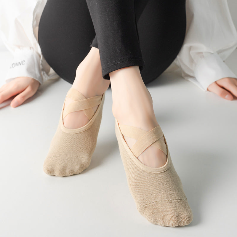 【Yoga Socks】Q2米色-女士毛圈圆头瑜伽普拉提运动袜