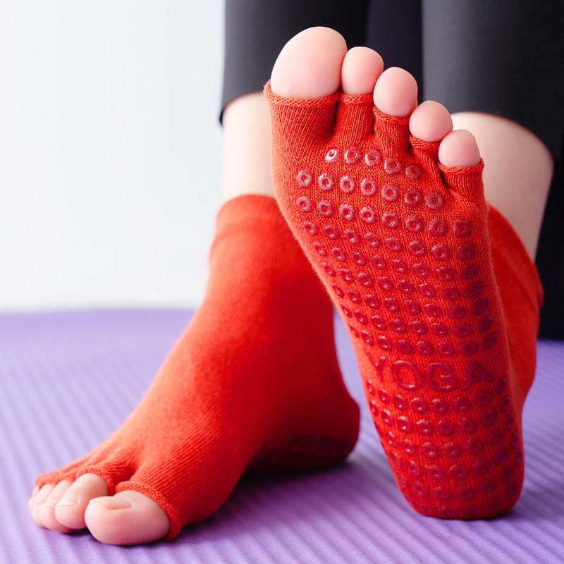 【Yoga Socks】U1中国红-女士半趾瑜伽普拉提运动袜
