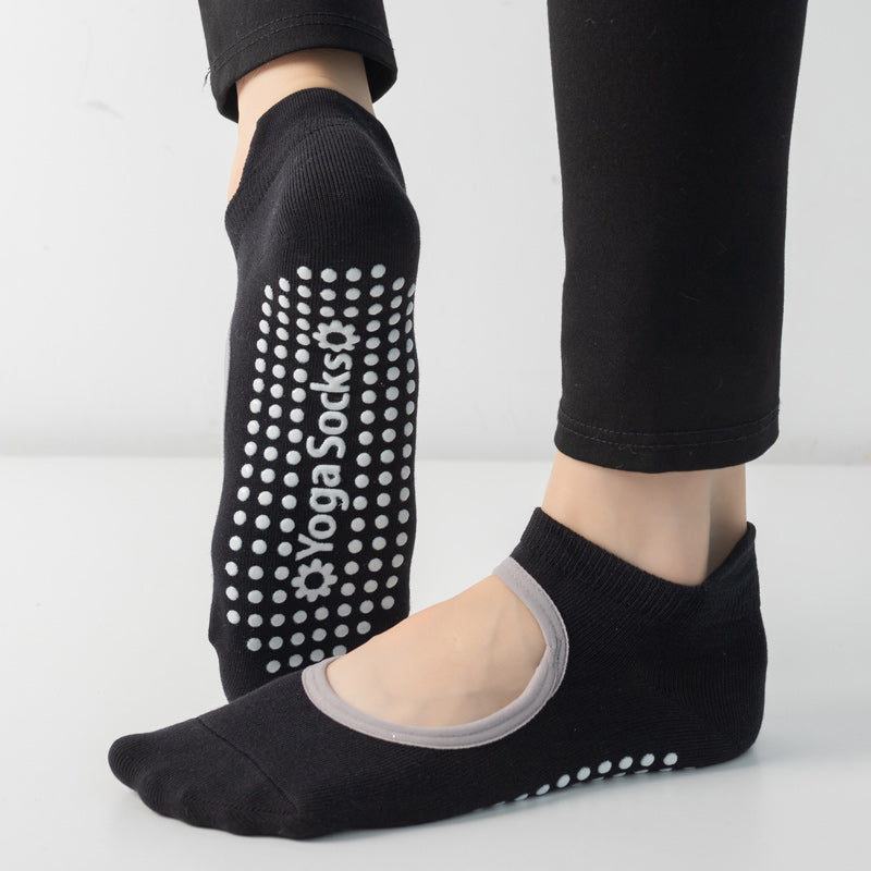 【Yoga Socks】B2黑色-女士圆头瑜伽普拉提运动袜