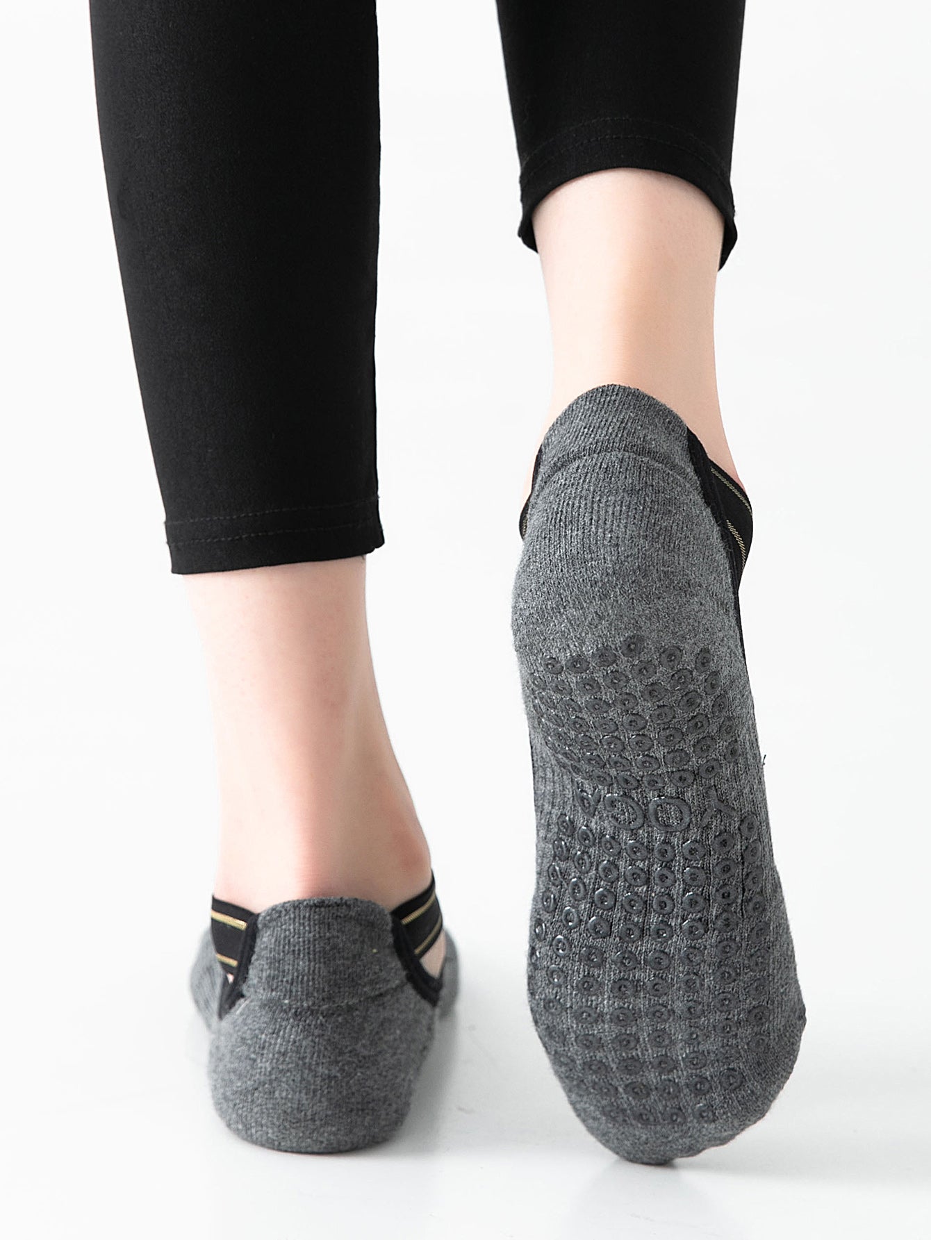 【Yoga Socks】Q1深麻灰-女士毛圈圆头瑜伽普拉提运动袜