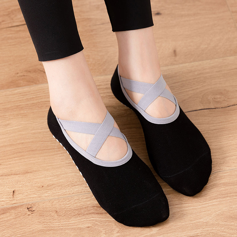 【Yoga Socks】H2黑色-女士圆头瑜伽普拉提运动袜