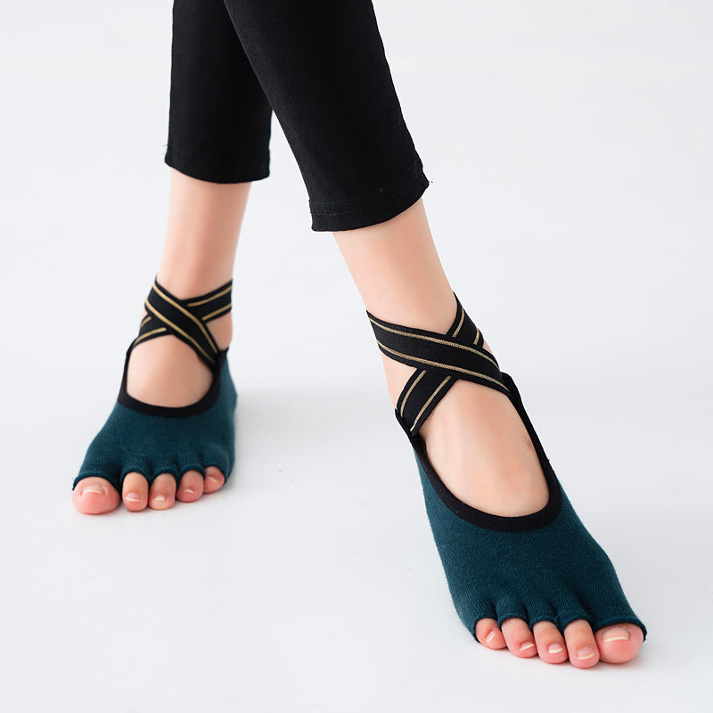 【Yoga Socks】T4墨绿-女士半趾瑜伽普拉提运动袜