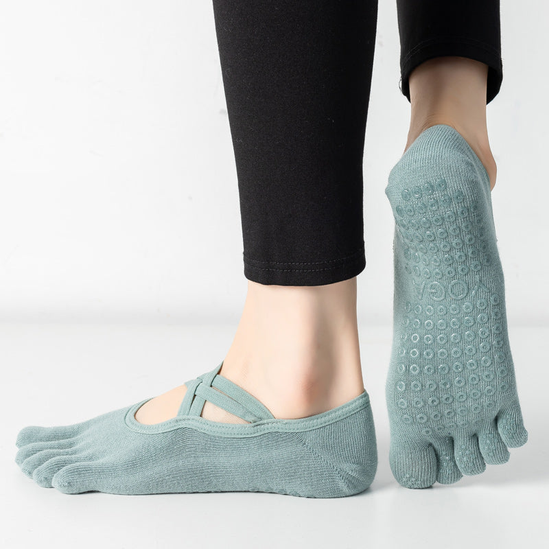 【Yoga Socks】W2孔雀绿-女士五指瑜伽普拉提运动袜