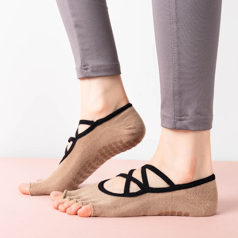 【Yoga Socks】T3米色-女士半趾瑜伽普拉提运动袜