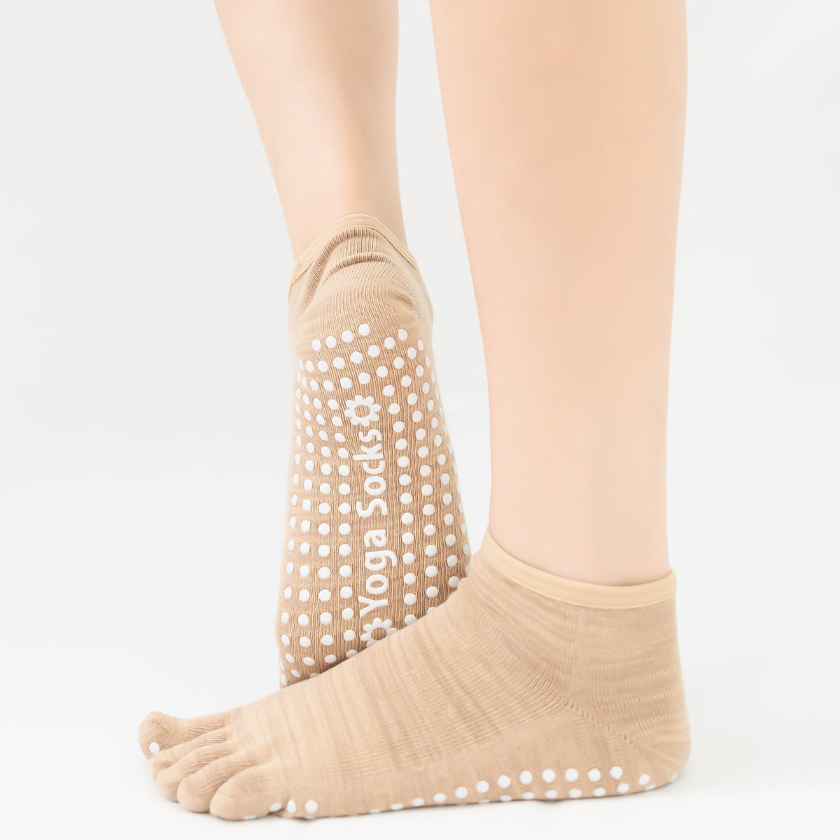 【Yoga Socks】G7米色-女士段色五指瑜伽普拉提运动袜