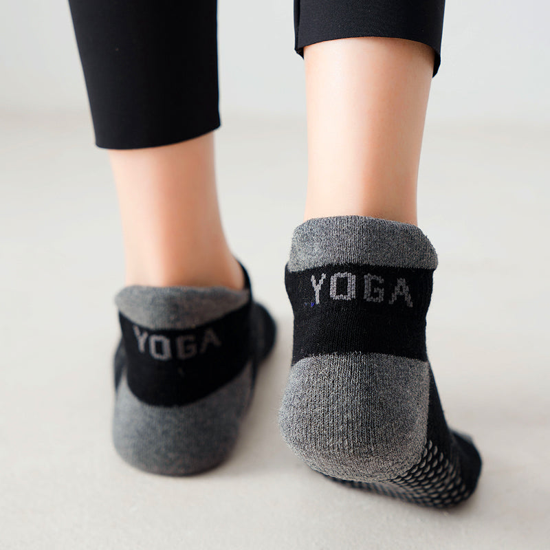 【Yoga Socks】A2黑灰-女士撞色毛圈圆头瑜伽普拉提运动袜