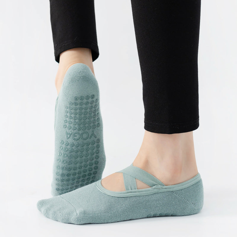 【Yoga Socks】Q2孔雀绿-女士毛圈圆头瑜伽普拉提运动袜