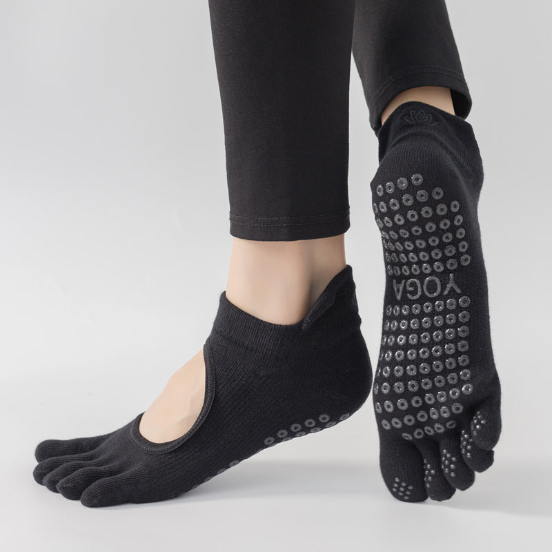 【Yoga Socks】V2黑色-女士五指瑜伽普拉提运动袜