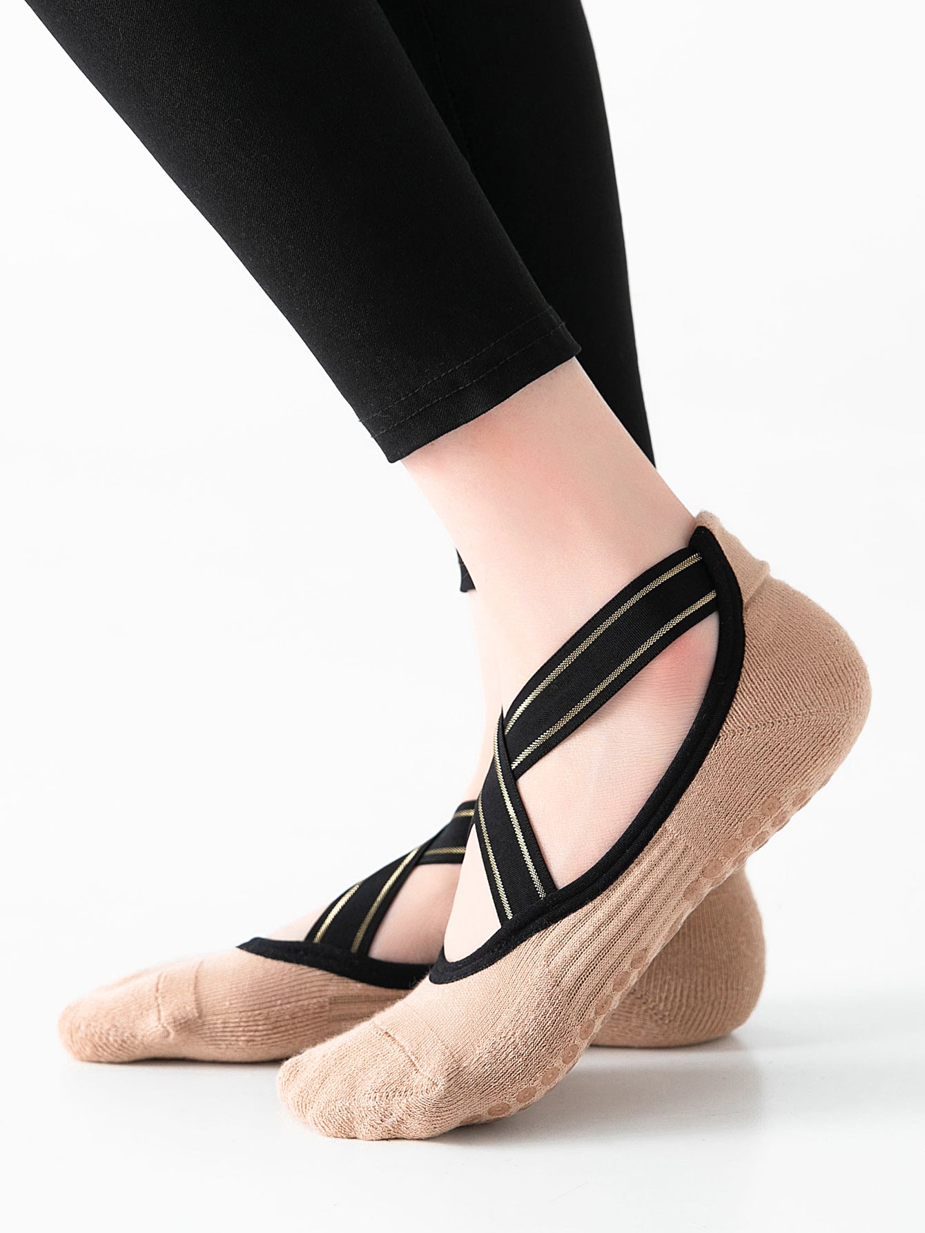 【Yoga Socks】Q1米-女士毛圈圆头瑜伽普拉提运动袜