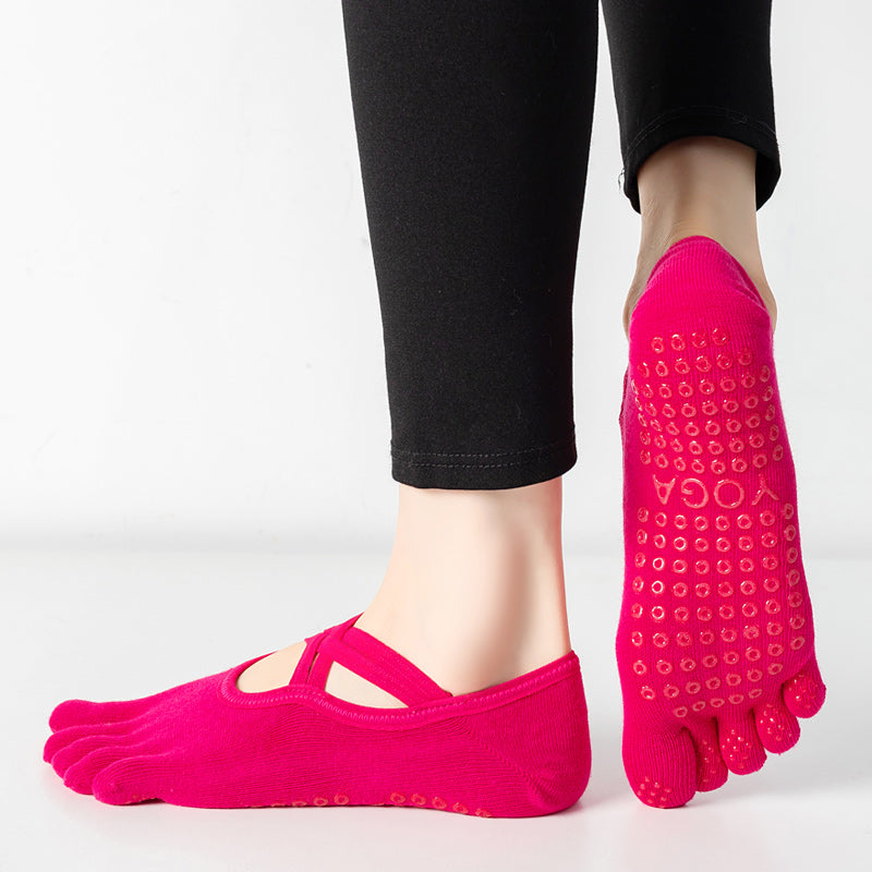【Yoga Socks】W2玫红-女士五指瑜伽普拉提运动袜