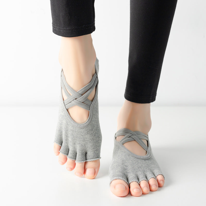 【Yoga Socks】T2浅麻灰-女士半趾瑜伽普拉提运动袜