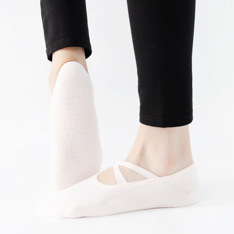 【Yoga Socks】Q2浅粉-女士毛圈圆头瑜伽普拉提运动袜