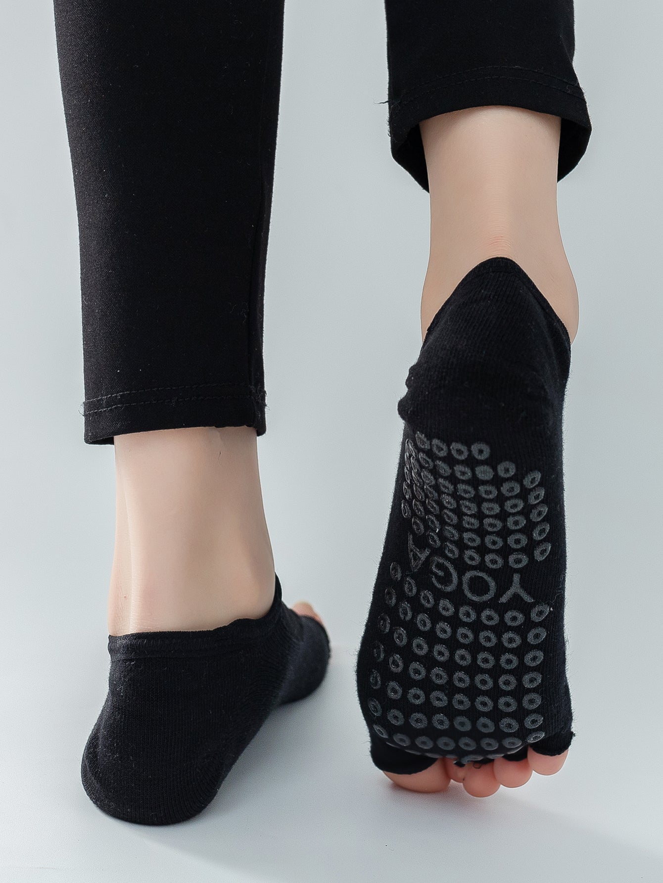 【Yoga Socks】T5黑色-女士网纱半趾瑜伽普拉提运动袜