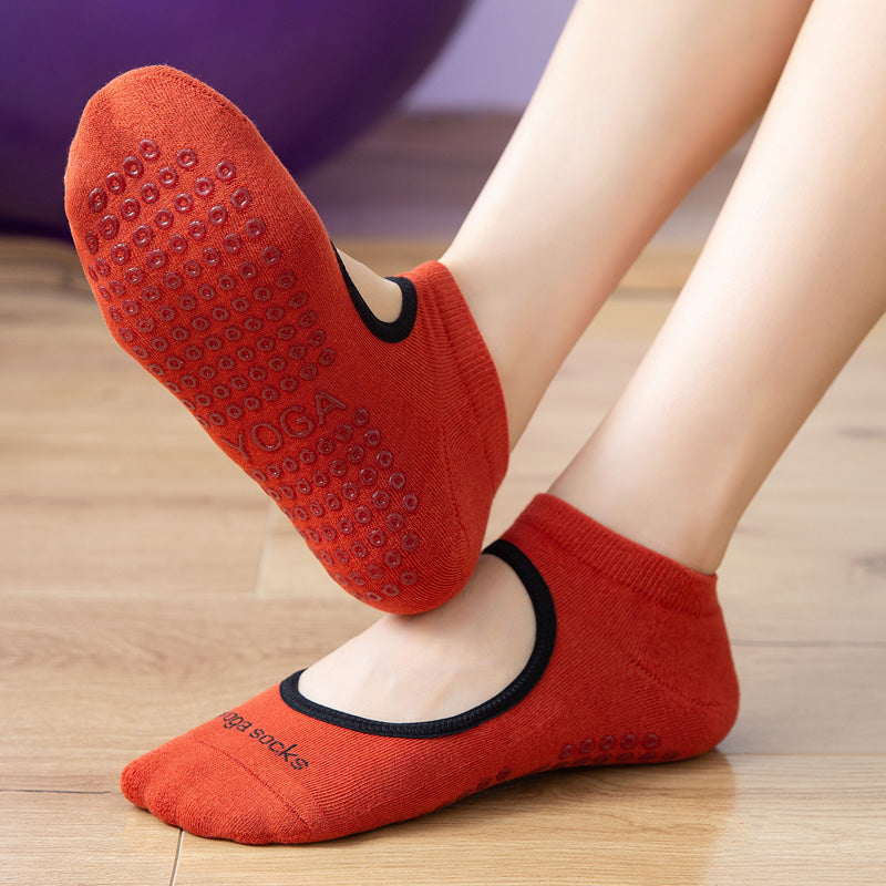 【Yoga Socks】A3中国红-女士毛圈圆头瑜伽普拉提运动袜
