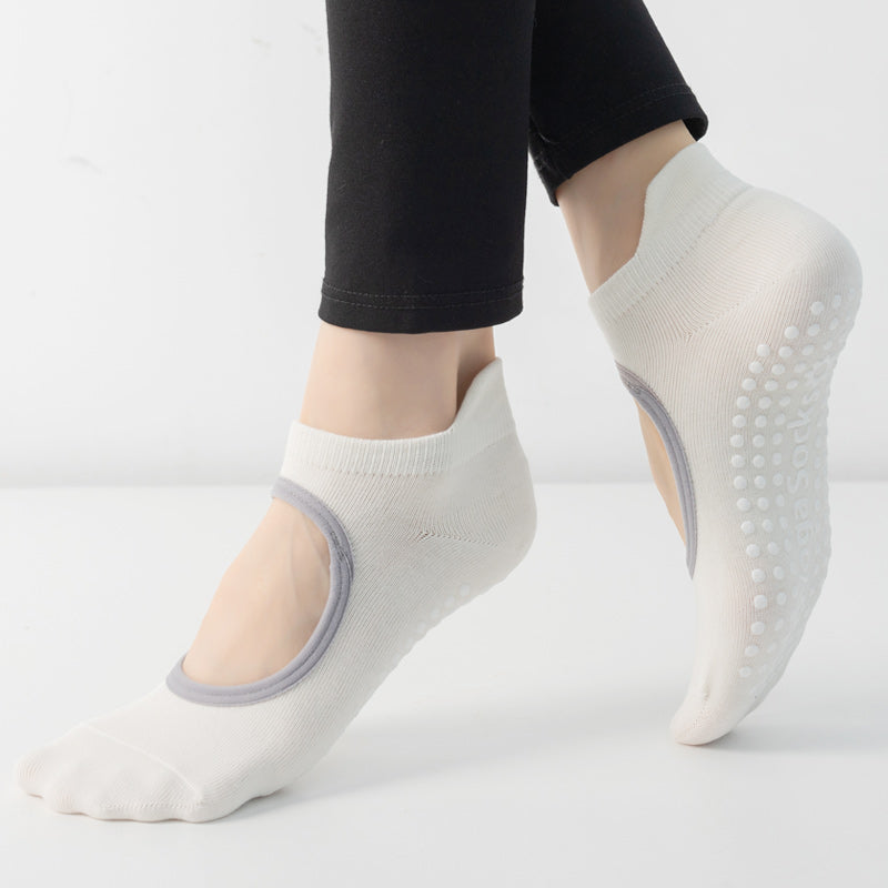 【Yoga Socks】B2白色-女士圆头瑜伽普拉提运动袜