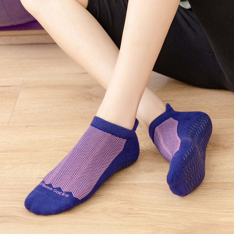 【Yoga Socks】D4紫粉-女士提花香薰毛圈圆头瑜伽普拉提运动袜