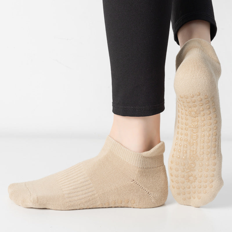【Yoga Socks】D9米色-女士毛圈圆头瑜伽普拉提运动袜