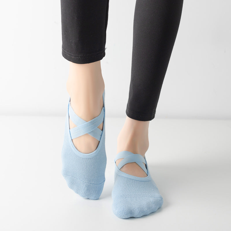 【Yoga Socks】Q2浅蓝-女士毛圈圆头瑜伽普拉提运动袜