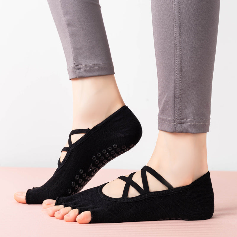 【Yoga Socks】T3黑色-女士半趾瑜伽普拉提运动袜