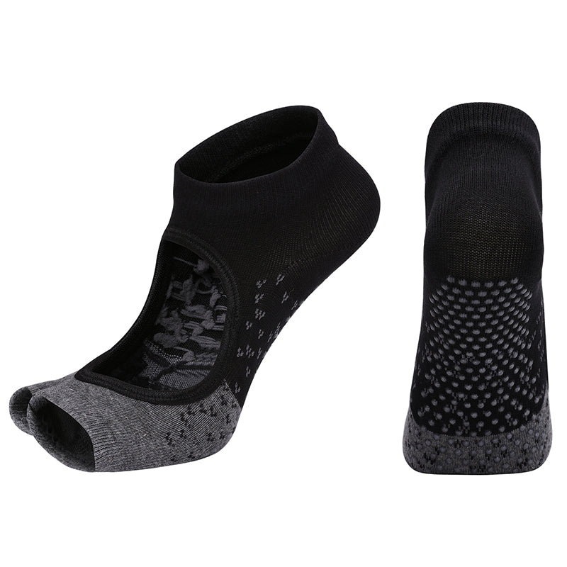 【Yoga Socks】J2黑灰-女士提花二指瑜伽普拉提运动袜