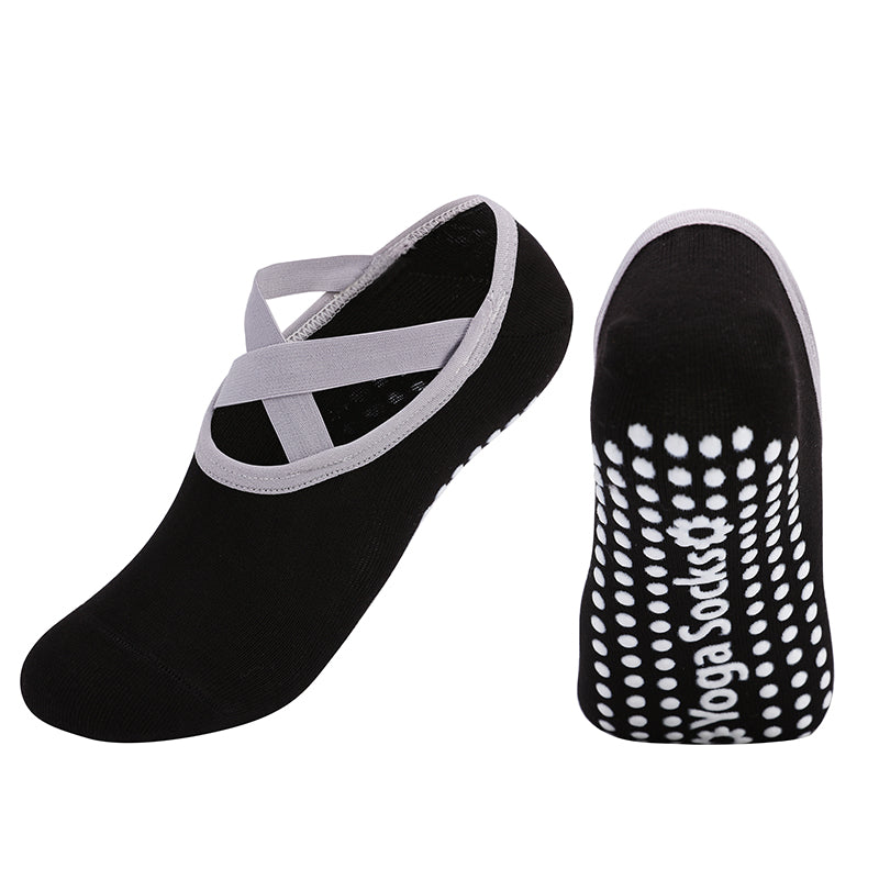 【Yoga Socks】H2黑色-女士圆头瑜伽普拉提运动袜