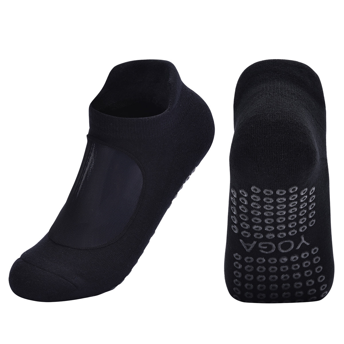 【Yoga Socks】D2黑色-女士网纱毛圈圆头瑜伽普拉提运动袜