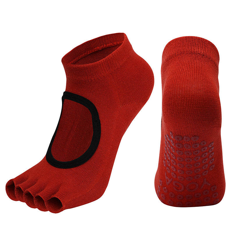 【Yoga Socks】F2中国红-女士半趾瑜伽普拉提运动袜