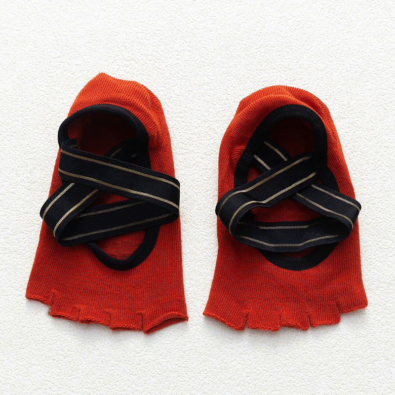 【Yoga Socks】T4中国红-女士半趾瑜伽普拉提运动袜