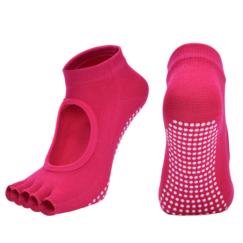 【Yoga Socks】F1玫红-女士半趾瑜伽普拉提运动袜