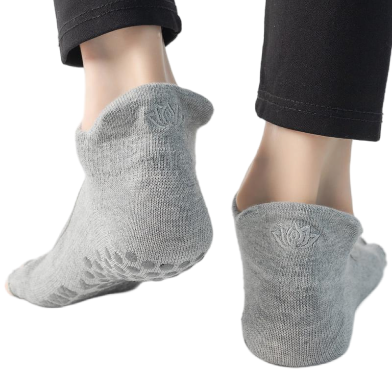 【Yoga Socks】C1浅麻灰-女士刺绣半趾瑜伽普拉提运动袜