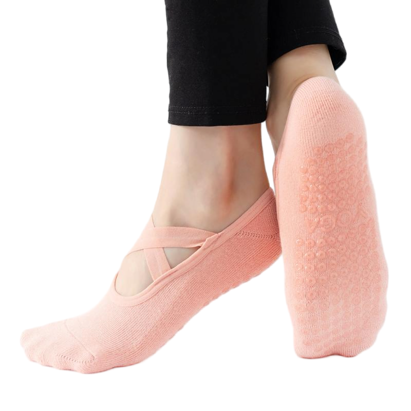 【Yoga Socks】Q2珊瑚橙-女士毛圈圆头瑜伽普拉提运动袜