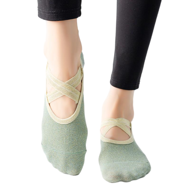 【Yoga Socks】H4孔雀绿-女士金丝圆头瑜伽普拉提运动袜