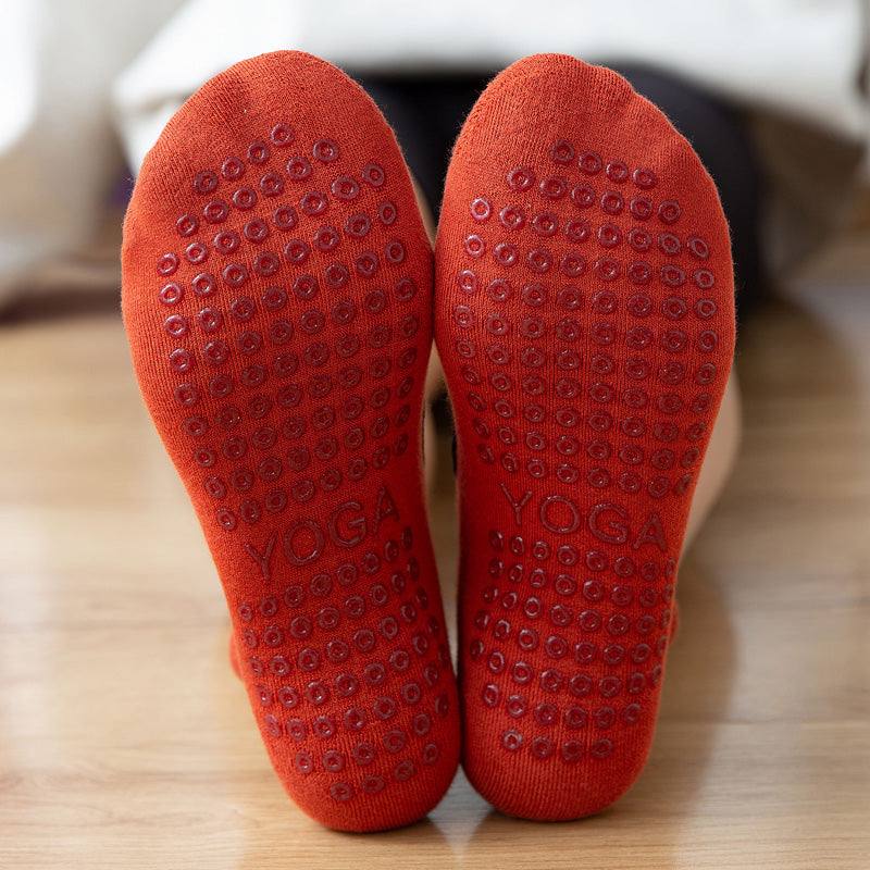 【Yoga Socks】A3中国红-女士毛圈圆头瑜伽普拉提运动袜