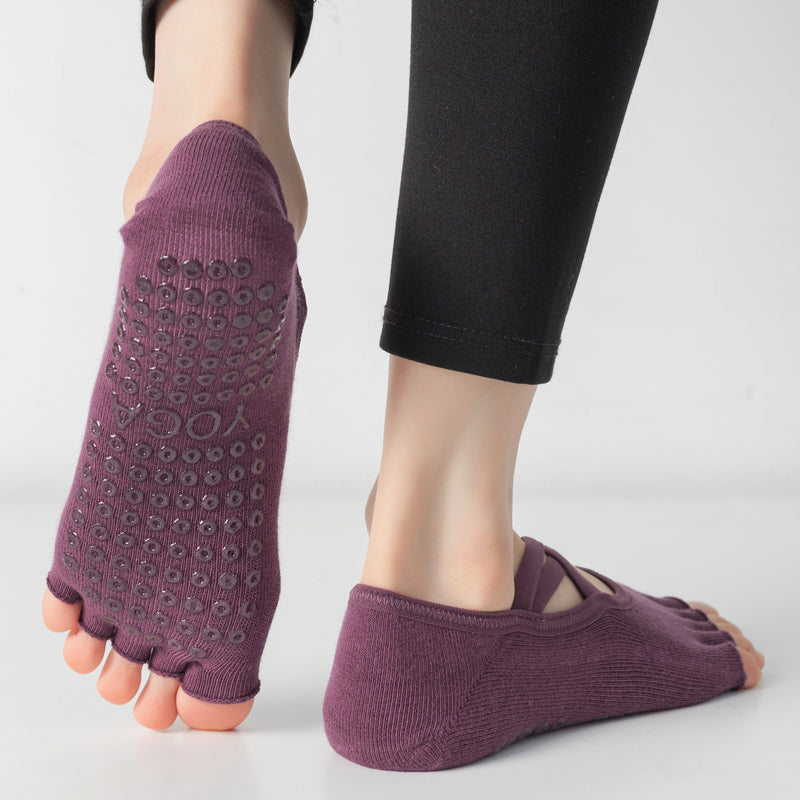 【Yoga Socks】T2紫红-女士半趾瑜伽普拉提运动袜