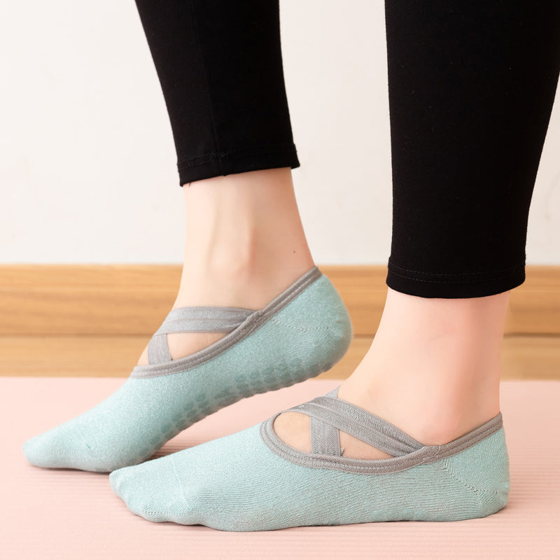 【Yoga Socks】H3翠绿-女士银丝圆头瑜伽普拉提运动袜