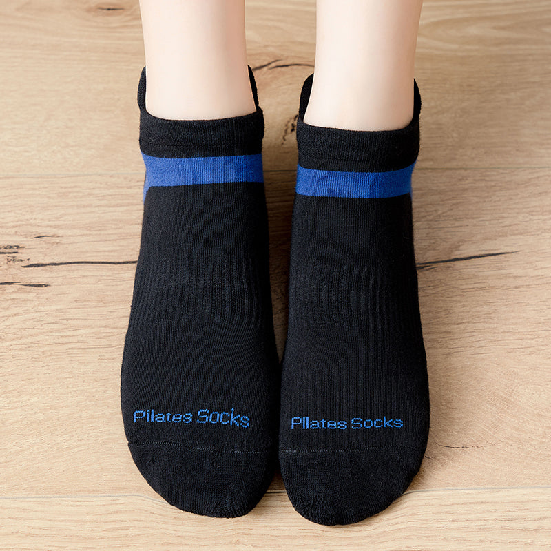 【Yoga Socks】D5黑蓝-男女通用提花毛圈圆头瑜伽普拉提运动袜